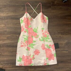 Floral Pink and Green Women's Dress